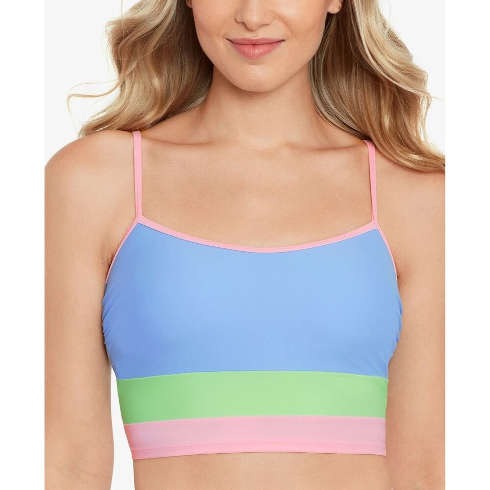 Salt & Cove Womens Colorblock Bikini Swim Top Blue Pink Green XL